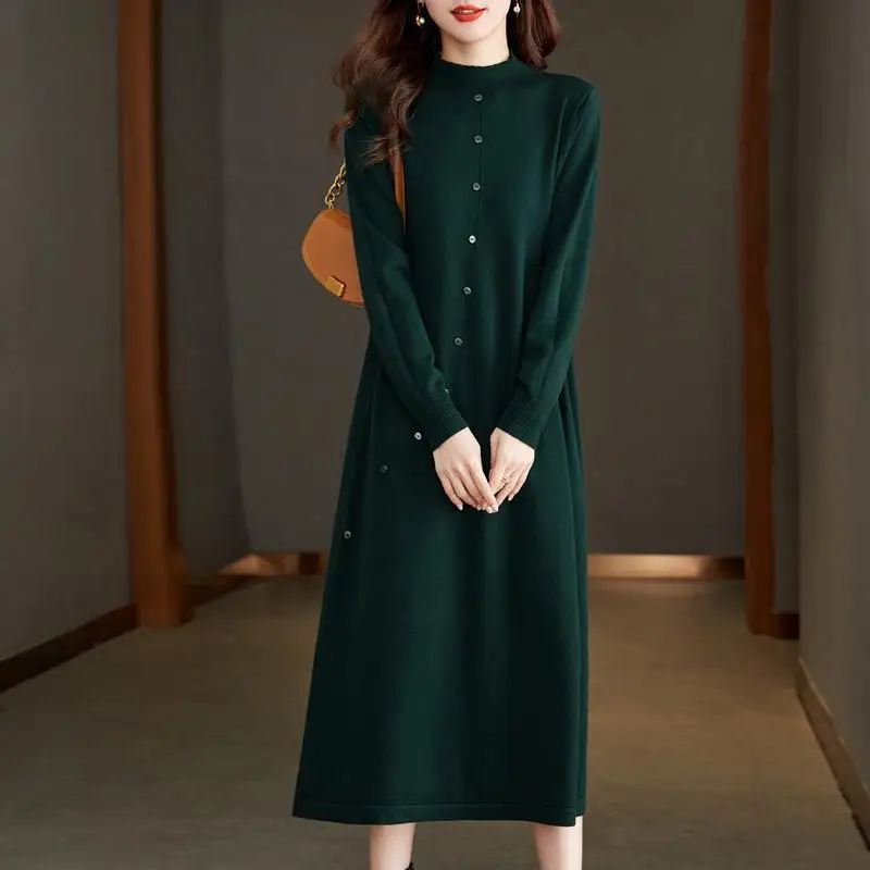 جديد سحب جيرسي للنساء موضة تريكو الصوف فستان طويل ربيع الخريف البلوز سترة الشتاء الدافئة البلوز الملابس النسائية #4