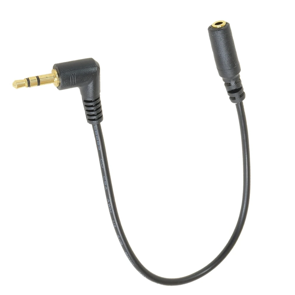 Câble d'extension audio stéréo 3 pôles à angle droit de 90 °, prise à prise Ω femelle, 3, 5mm