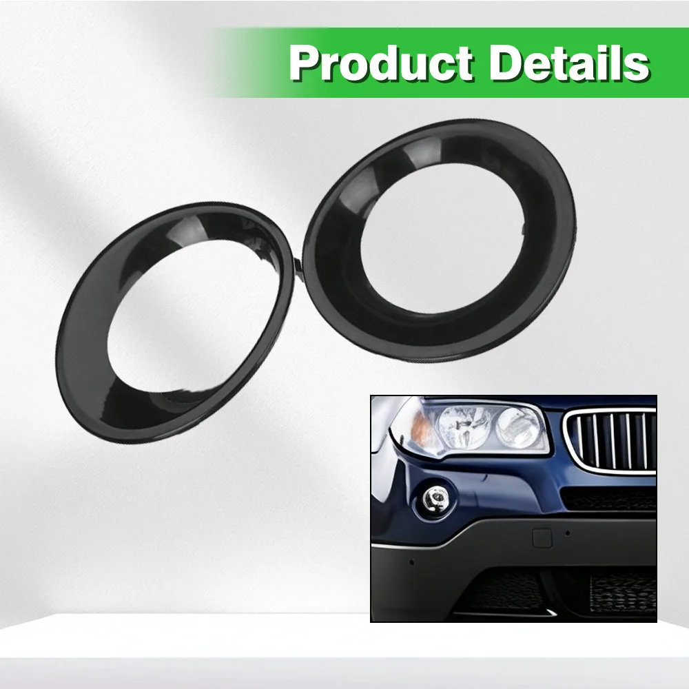 

2pcs For BMW X3 E83 LCI 2007 2008 2009 2010 Car Front Bumper Light Cover Trim Fog Lamp Frame 51113423790 51113423789