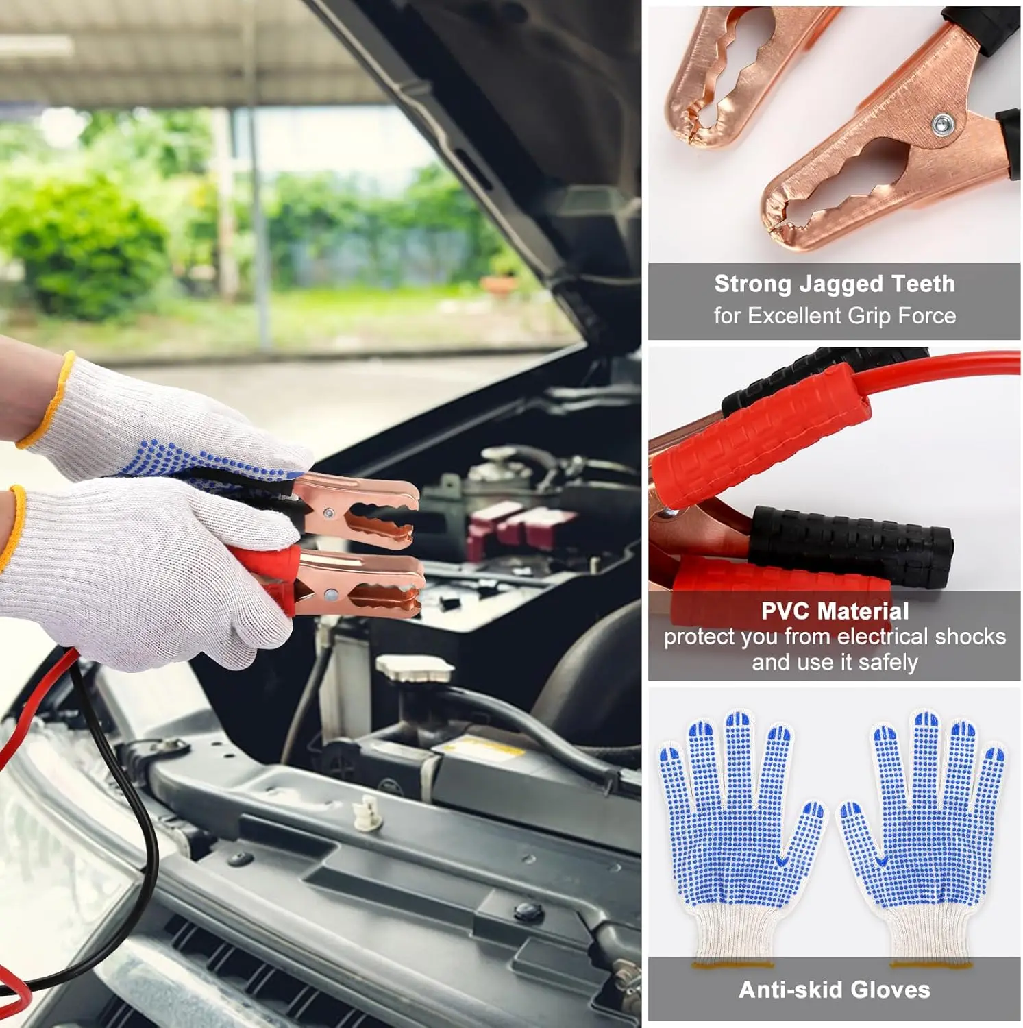 Kit de seguridad para automóvil, kit de emergencia en carretera de 14 piezas con cables de puente, compresor de aire, correa de remolque: equipo esencial para viajes y acampada