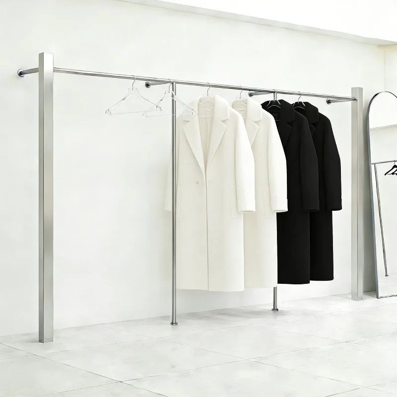 

Display rack Women's clothing buyer's store shelf Floor-to-ceiling stainless steel hanger