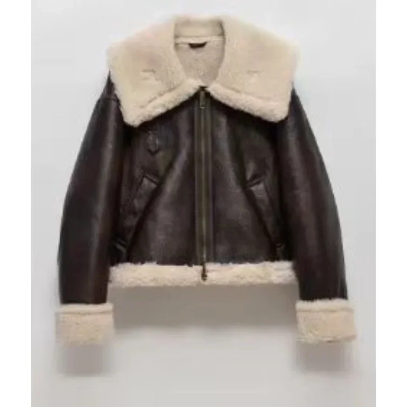 Cappotto marrone da donna Autunno Inverno Nuova giacca corta double face calda ispessita da donna