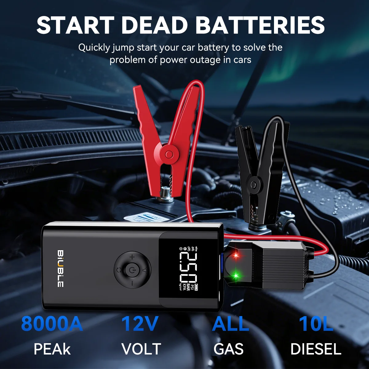 مشغل قفز السيارة المحمول، 12 فولت بطارية السيارة، 26800 مللي أمبير/21800 مللي أمبير لجميع محرك الديزل 10 لتر معزز #2