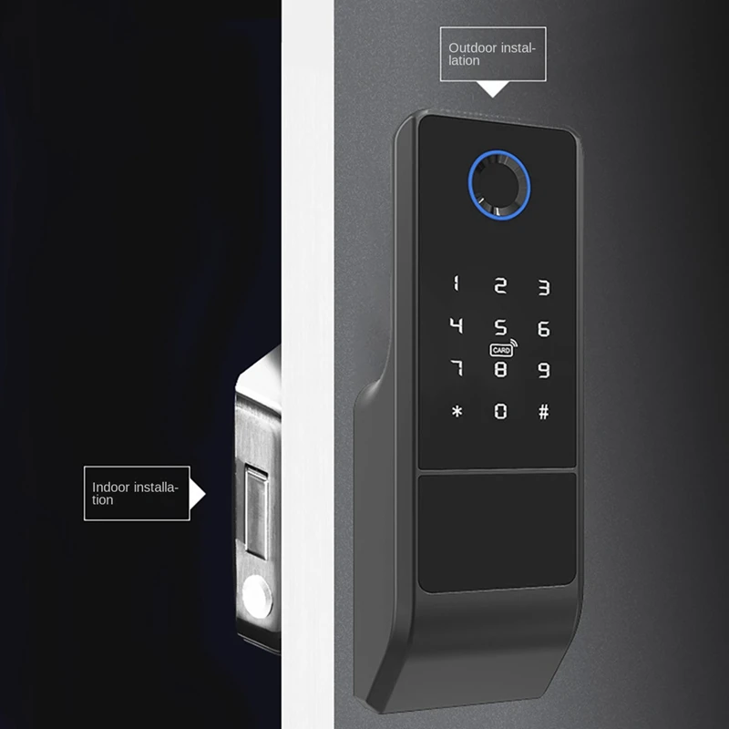 Waterproof Tuya Wifi Smart Door Lock Digital Password Double Fingerprint Electronic Rim Lock For Outdoor Iron Gate Door