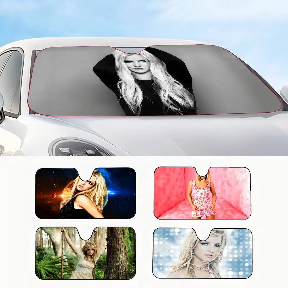 B-Britney Spears Parabrisas de coche Divertido Parasol Plegable UV Ray Protector de visera Parasol para ventana delantera