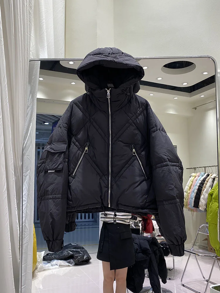 90% 2023 cappotto invernale da donna di alta qualità parka in piumino d\'anatra bianco femminile spesso caldo antivento sciolto piumino oversize