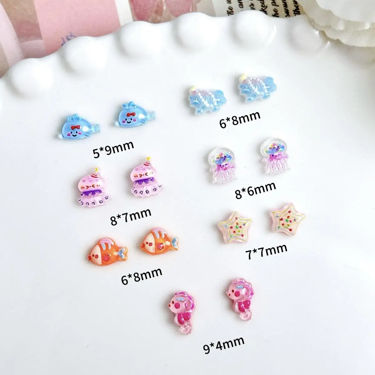 

Random Mixed Cartoon Ocean Series 3D Resin Whale Jellyfish Nail Charms Octopus Seahorse Nail Art Decoration Manicure DIY Parts