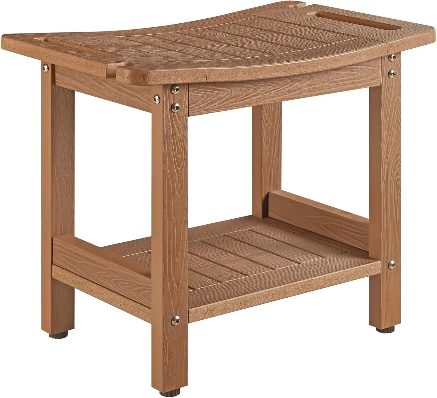 

Heavy Duty Shower Stool, Waterproof Plastic Bench for Inside Shower, Supports 500 LB, Sturdy and Wide Design in Brown