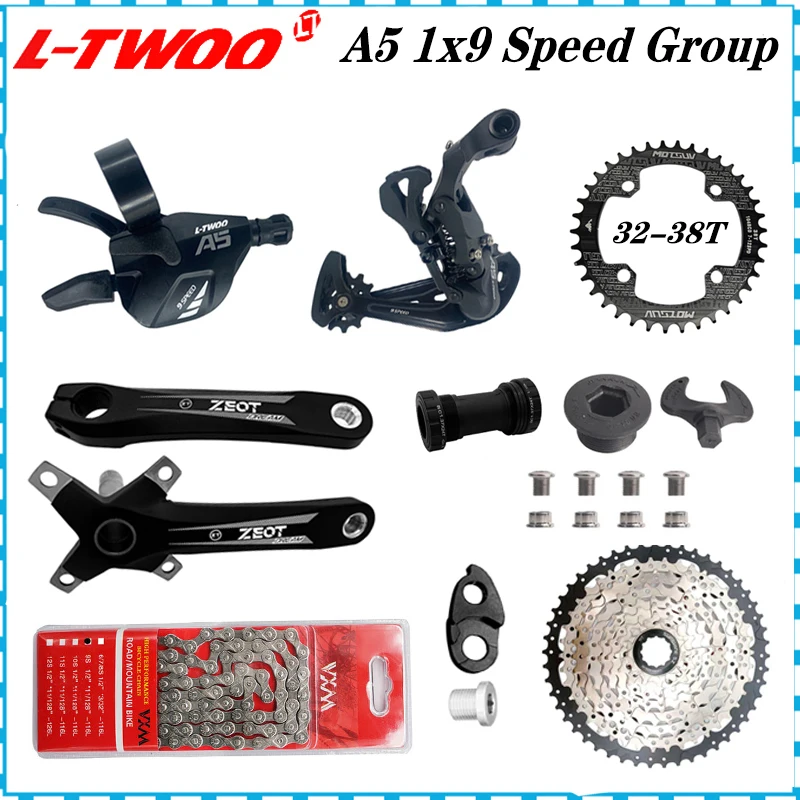 LTWOO A5 1X9S Groupset 9 Speed Shift Lever Derailleur SUNSHINE 9v Cassette 40T 42T 46T 50T VXM Chain Zeot MTB 104BCD Crankset BB