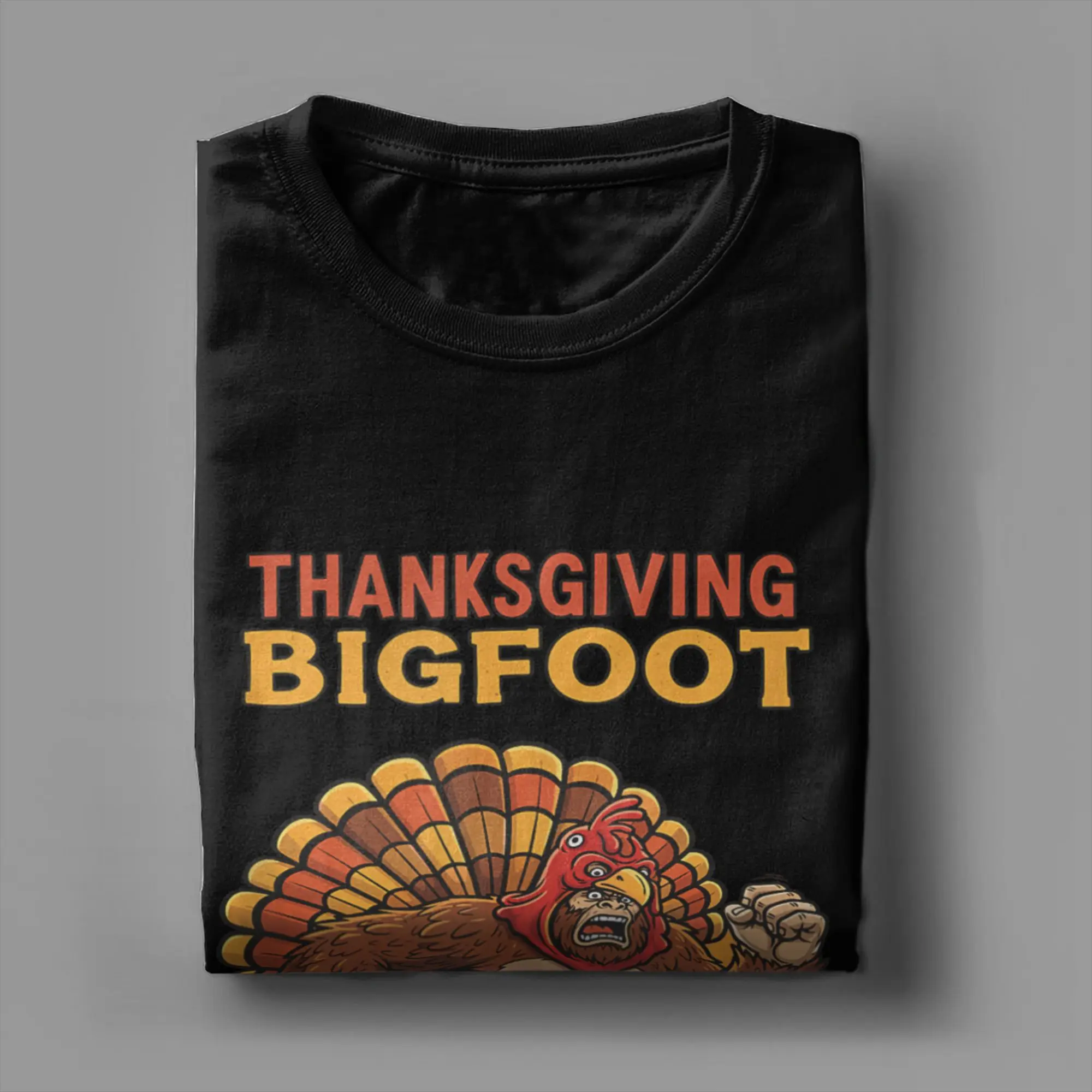 الرجال الشكر بيج فوت تركيا زي مضحك Sasquatch تي شيرت ملابس قطنية قصيرة الأكمام س الرقبة تي شيرت طباعة تي شيرت