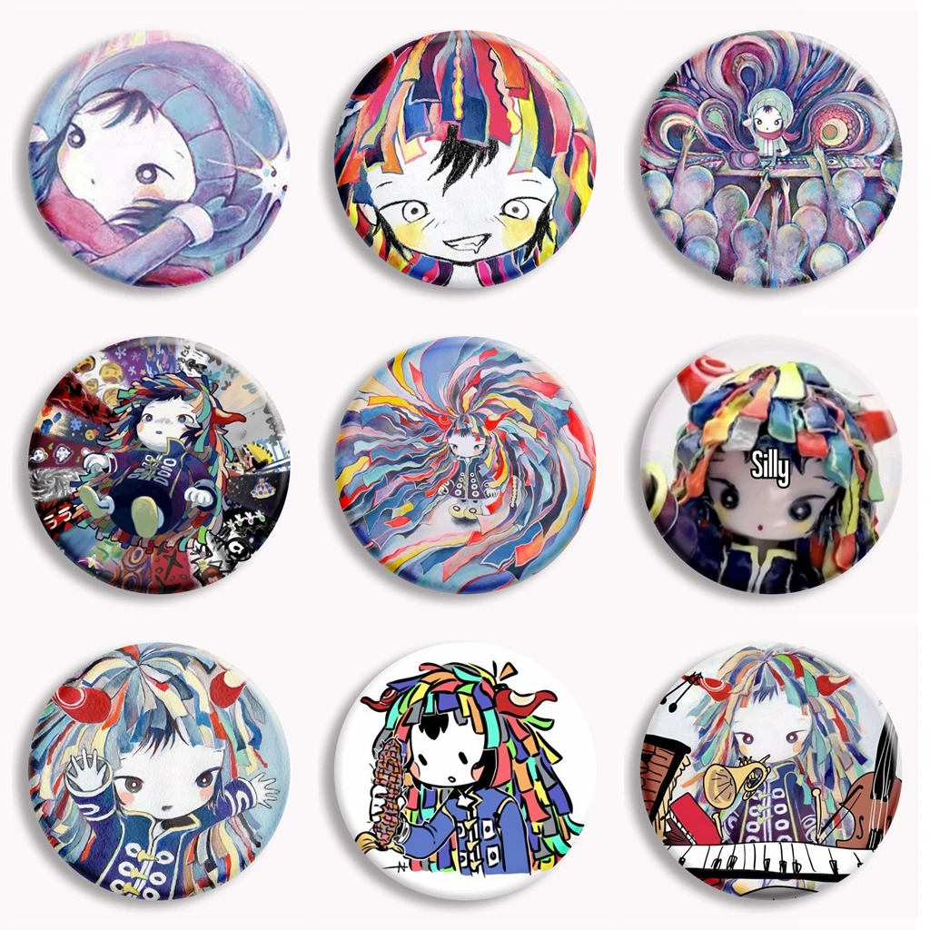 Kikuo Anime Japan Music Character Button Pin Creative Cute Lapel Brooch Cartoon Women Jewelry Friends Gift Badge