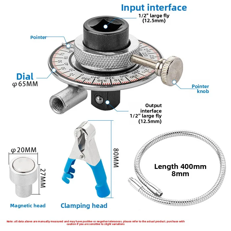 New Pattern High Precision Magnetic Clampable 1/2 Torque Wrench Angle Gauge Torque Meter  Angle Instrument Pointer Type