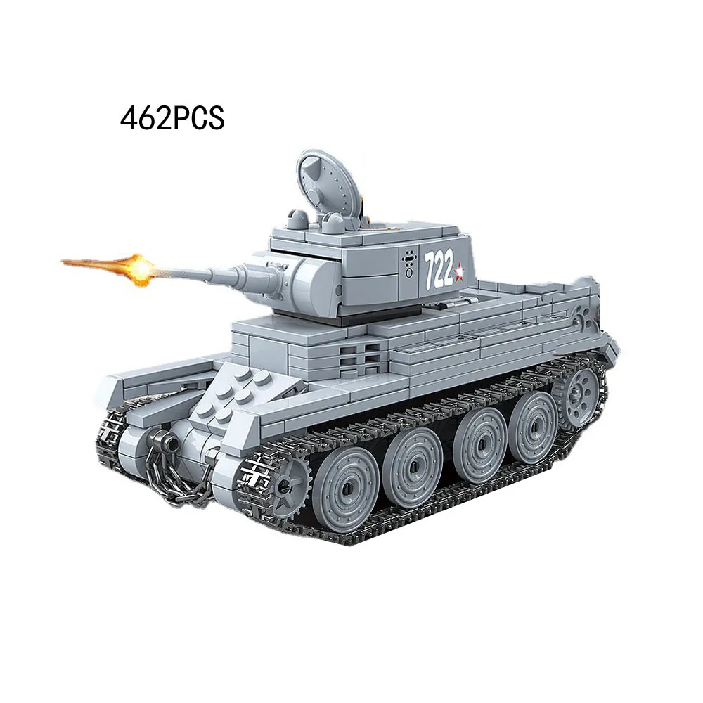 World War Soviet Union BT-7 Light Cavalry Tank Military Model Building Block WW2 Army Forces Figure Vehicle Brick Toy Collection