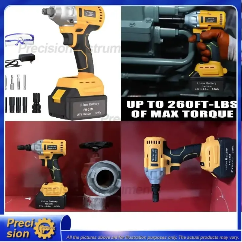 20V Brushless Cordless Impact Wrench Electric Drill Driver for DIY Home Use with Battery Power Fast Charging Cordless Power