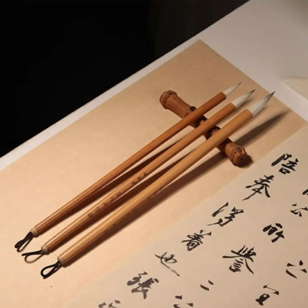 Traditional Chinese Calligraphy Brush Oil Painting Wolf Hair Scriptures Writing Brush High-end Bamboo Art Paint Brush Student