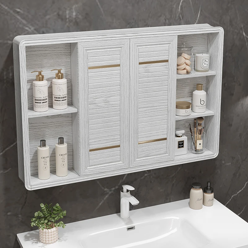 Hidden wall-mounted mirror cabinet, separate storage box, space aluminum mirror box, bathroom cabinet combination, bathroom