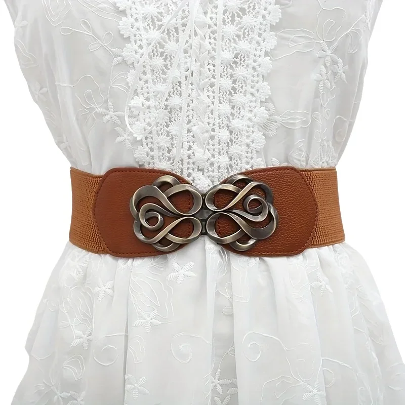 Ladies' Vintage Trendy Rose-Pattern Button-Up Skirt and Coat with Decorative Waistband and Elastic Belt, Suitable for Daily Use