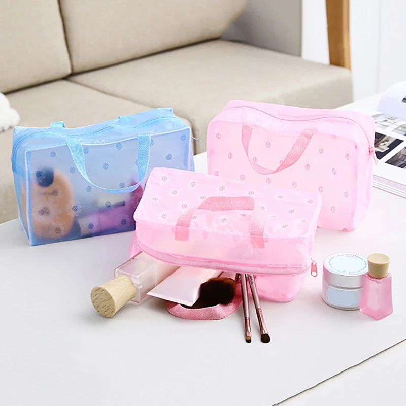 PVC Transparent Cosmetic Bag Makeup Bag For Women Girl Waterproof Zipper Beauty Case Travel Handbag Toiletry Bags