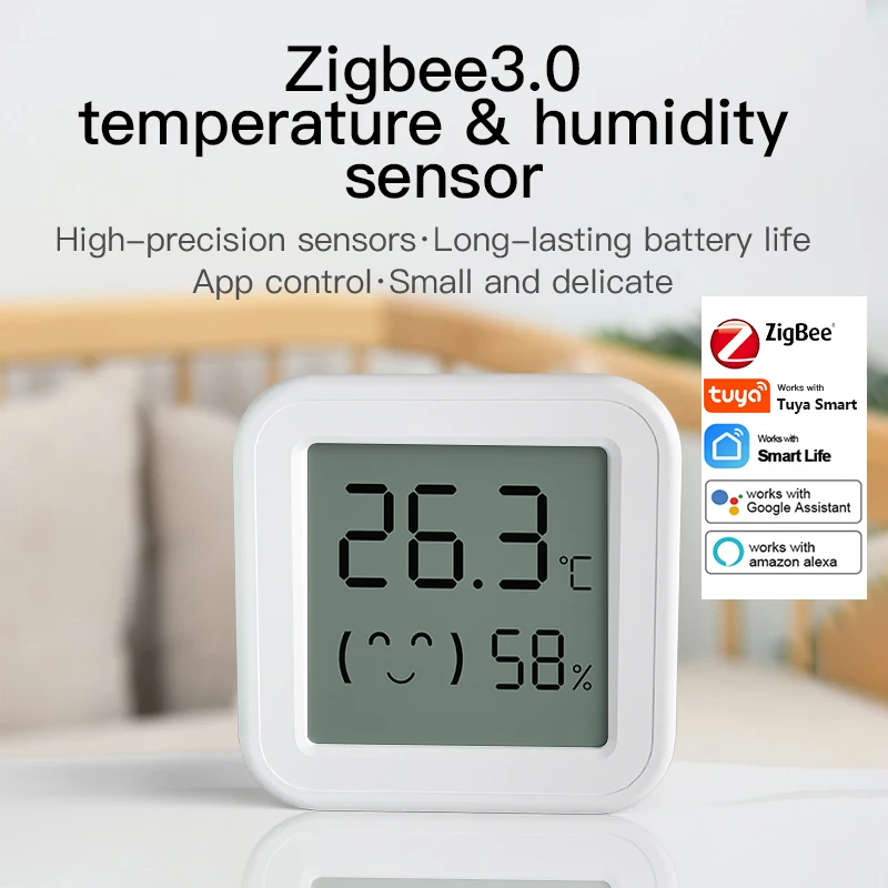 Tuya Zigbee3.0 Hygrometer Indoor Room Electronic Temperature Humidity Meter Sensor Gauge Weather Station For Home