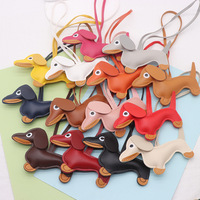 Fashion Dachshund Dog Keychain PU Leather Puppy Animal Pendant Keyring for Women Bag Ornament Valentine Day Gift