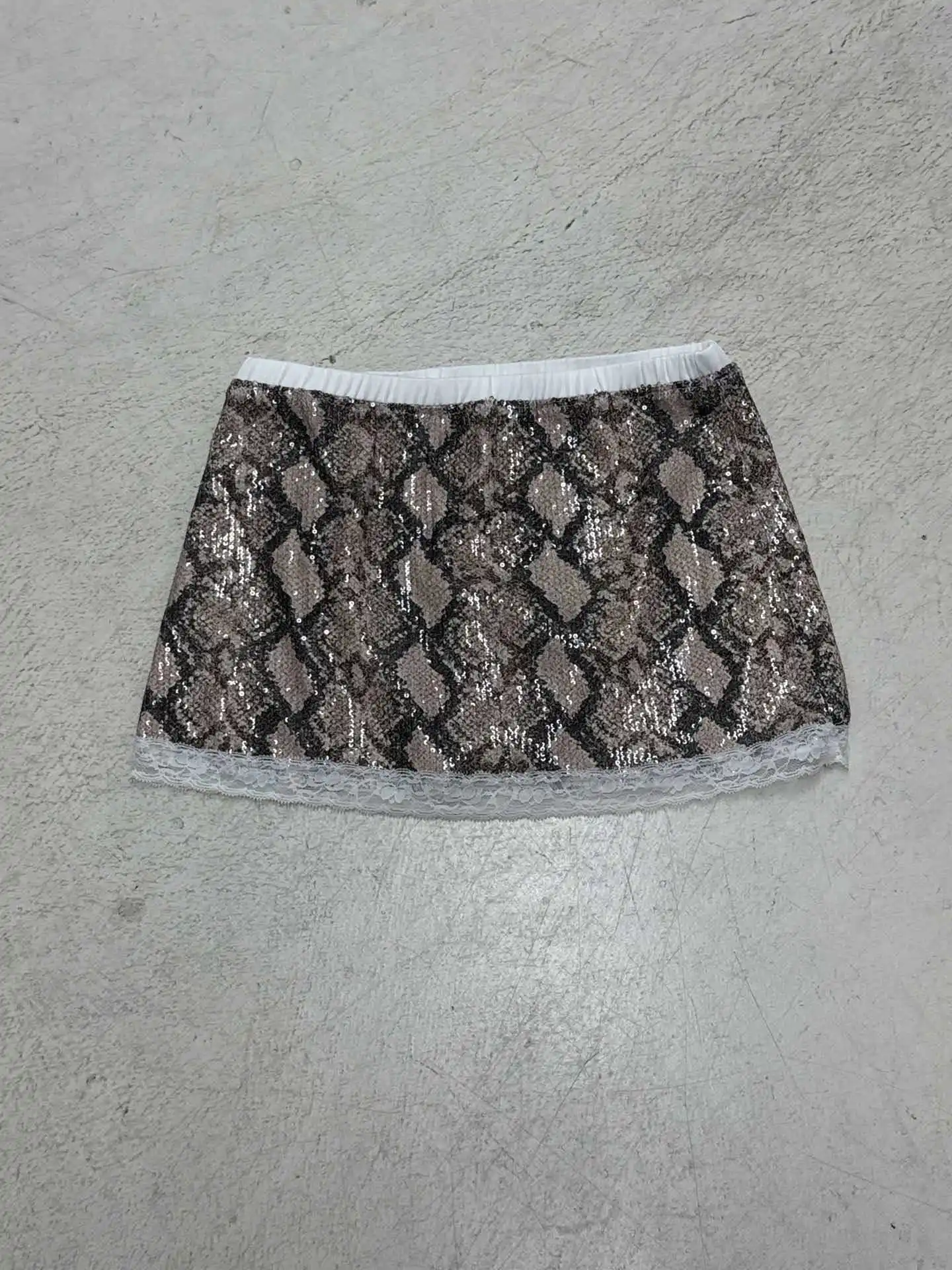 مثير الأفعى نمط مطبوعة حبة الورك تنورة المرأة الدانتيل الربط مثير تنورة قصيرة على شكل حرف A #6