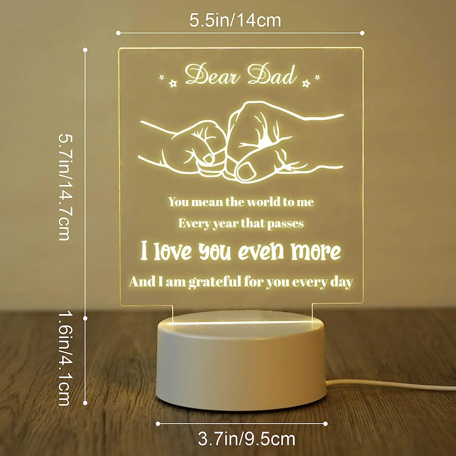 Veilleuse 3D pour papa, lampe pour mon papa, cadeau de fille et de fils, cadeau d'anniversaire pour papa, cadeaux de noël, lampes de nuit