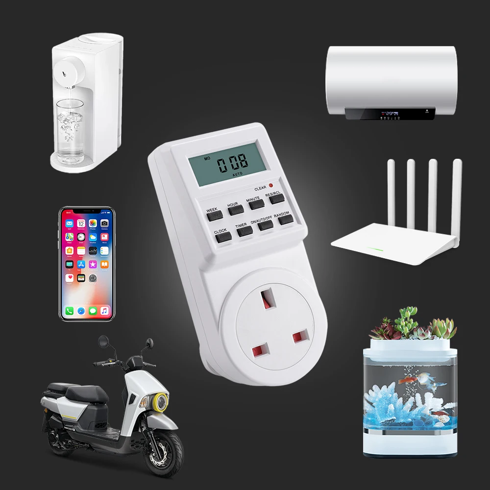 Imagem -05 - Eletrônico Digital Timer Switch 24 Horas Cíclico ue Reino Unido au Eua Plug Cozinha Timer Outlet Programmable Timing Socket 220v 120v
