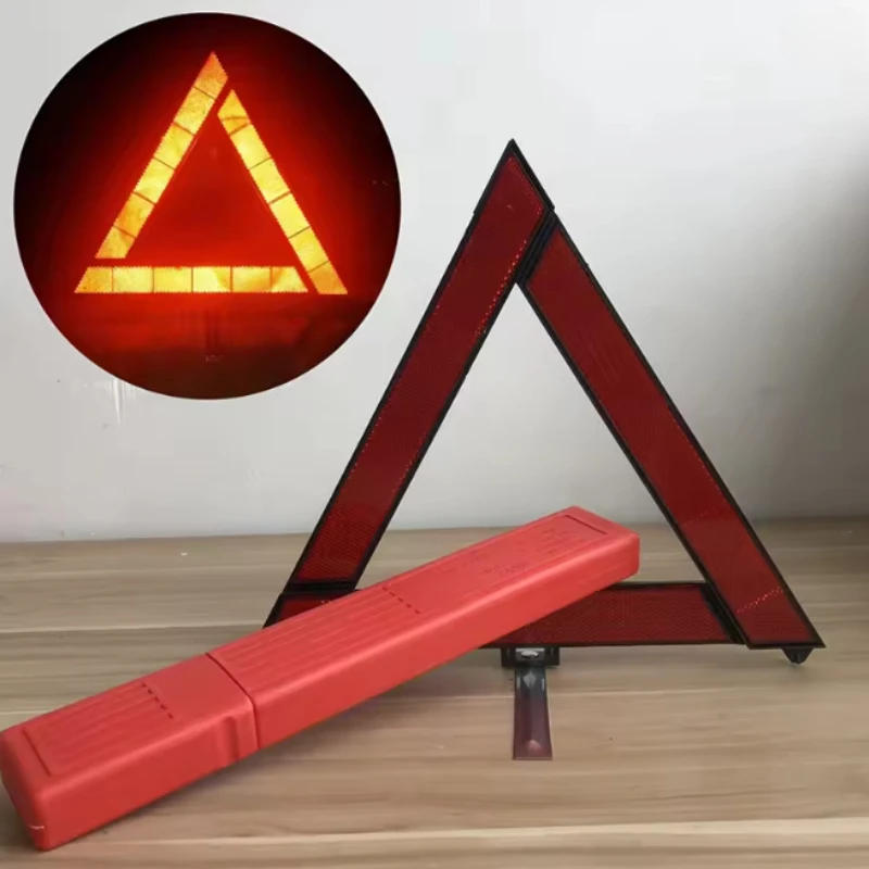 Car Tripod Folding Warning Sign Car Emergency Breakdown Warning Triangle Red Reflective Safety Warning