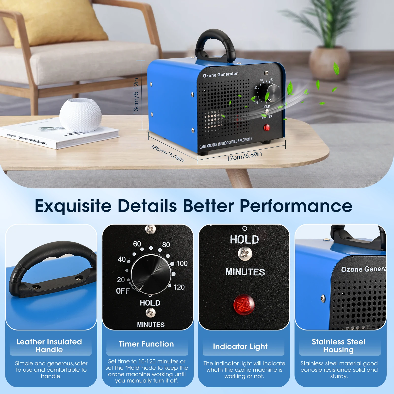60g/h Ozone Generator Portable Air Purifier Odor Eliminator Industrial Ozone Machine for Home Car Large Space Cleaning