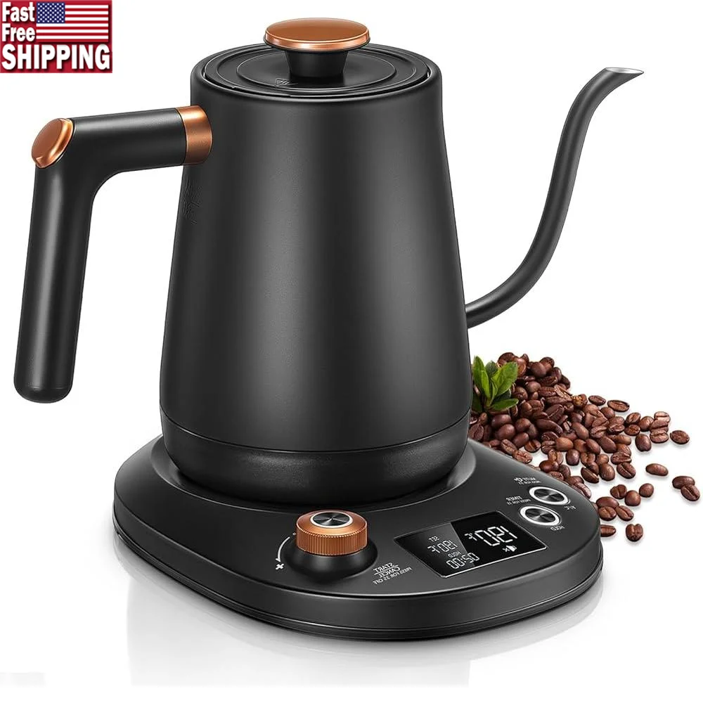 

Electric Gooseneck Kettle Precision Temperature Control ±1℉ 1200W Quick Boil Water Kettle Tea Coffee Pour Over Boiler