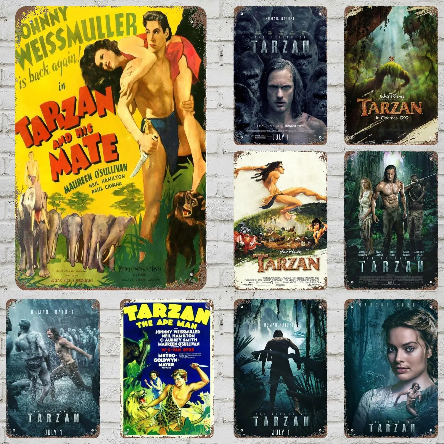

MINISO Tarzan1 Vintage Metal Tin Signs Posters Decor Retro Metal Plaque Wall Art Decor for Garage Bar