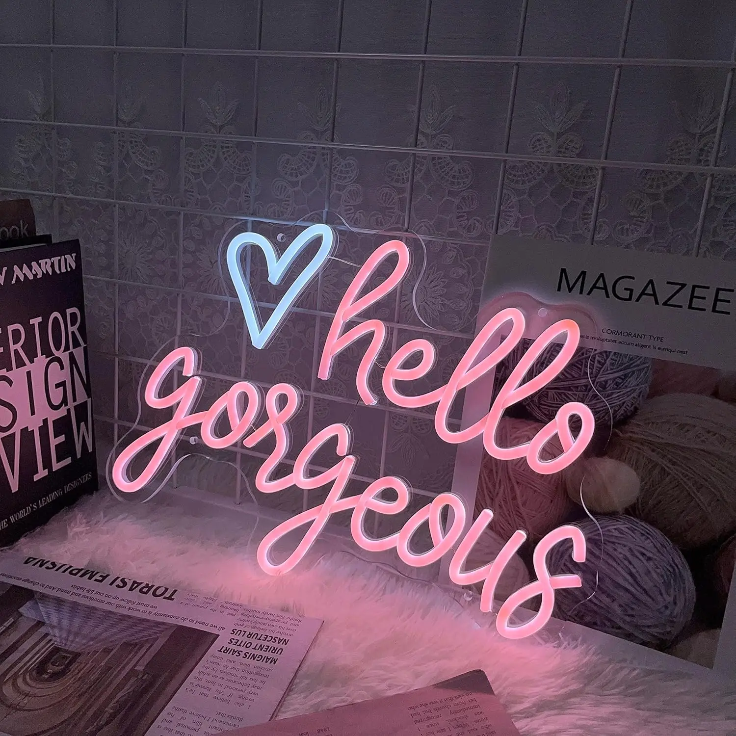 

Hello Gorgeous Neon Sign USB Dimmable LED Neon Light for Bedroom Birthday Wedding Party Romantic Art Wall Lights Gift