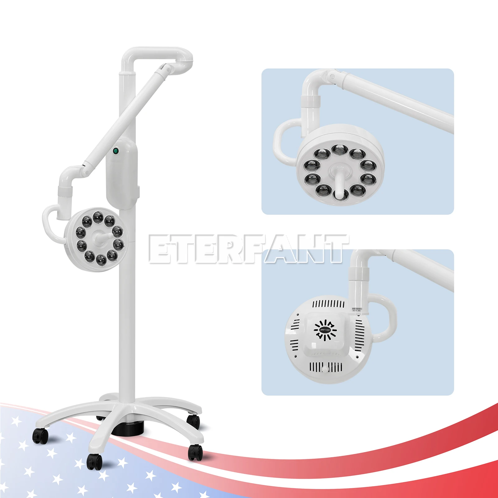 

Мобильная стоматологическая LED-лампа ETERFANT 55W для хирургических операций и осмотров, напольная, с индукционным управлением