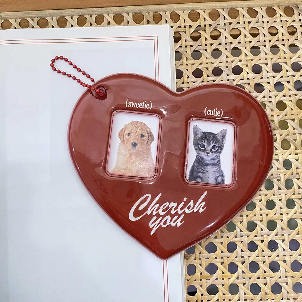 الحب شكل قلب حامل بطاقة الصورة للنساء عشاق الأزياء المعبود إطار الصورة الكورية نمط لطيف قلادة حاملي بطاقة الهوية البلاستيكية