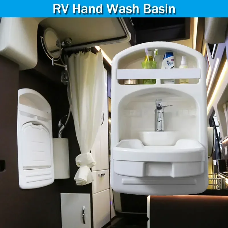 RV sink kitchen hand washing sink car folding flip single slot square basin.