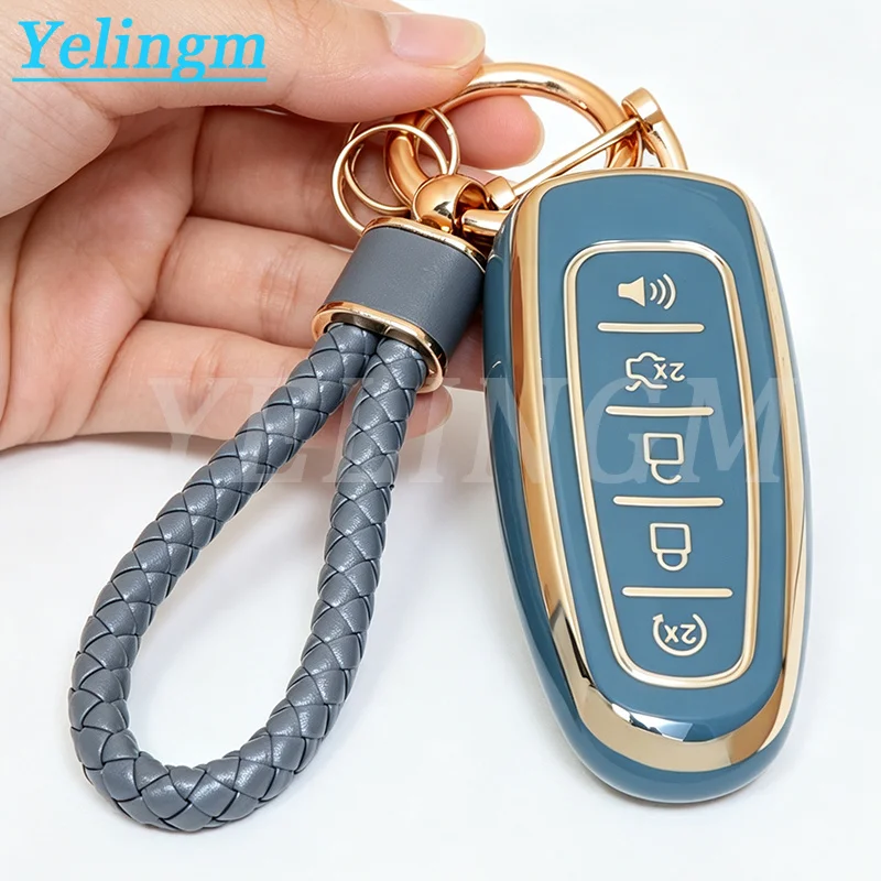 New TPU Car Remote Control Key Case Cover Shell Fob Holder For Ford Focus Edge Explorer Expedition C-Max Escape Flex Keychain