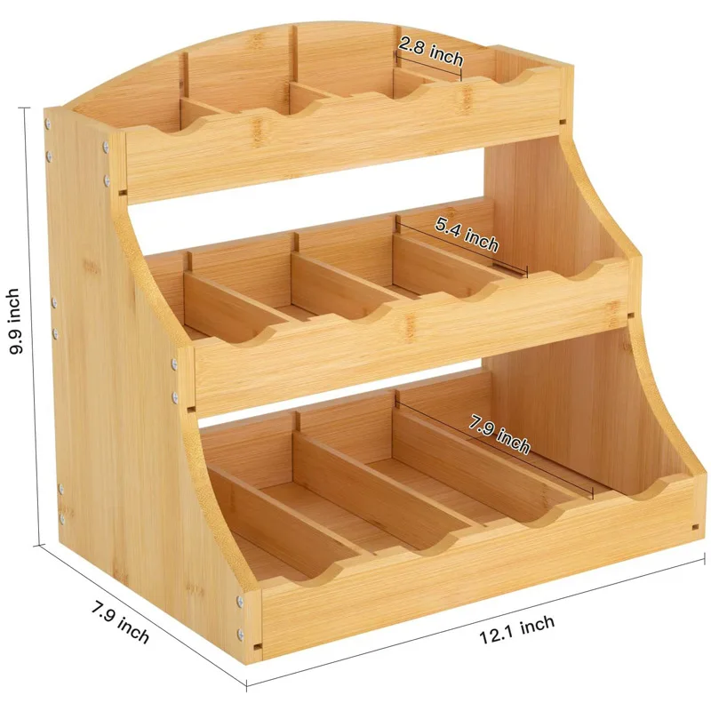 CX three-layer wooden storage rack vertical coffee tea bag storage box kitchen countertop storage