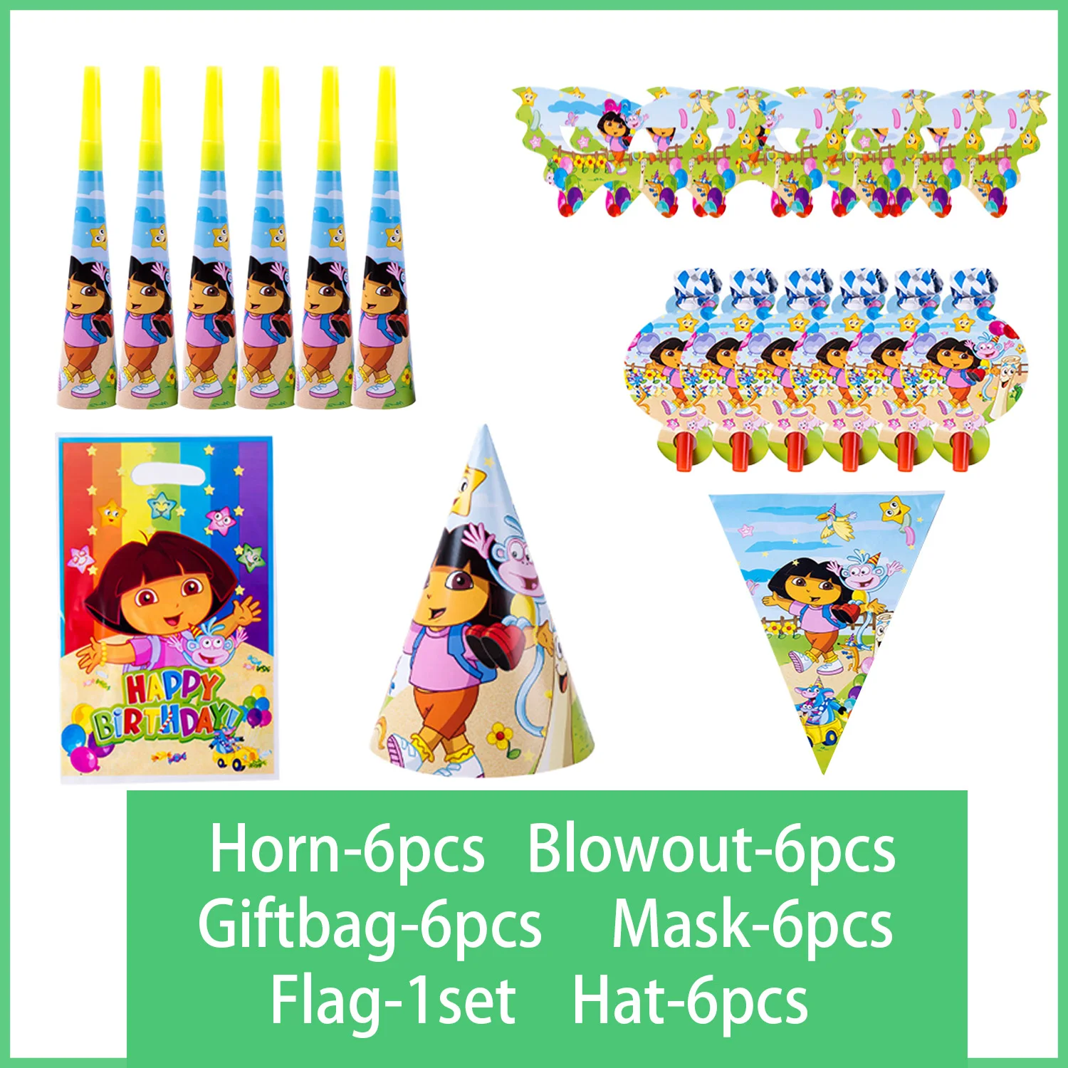 Cartoon&DORAED&Girls Birthday Party Tableware Decor Paper Plate Cup Napkin Hat Balloon Monkey Backdrops for Kids Party Supplies - view 4