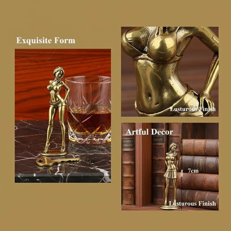 Artistic Decor Feminine Statue Alloy Finish Exquisite Handcraft Retro Aesthetic for Home Office Desktop Display