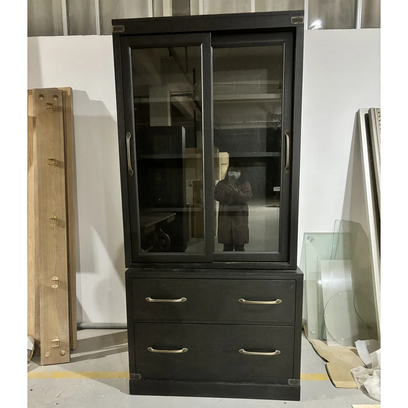 

for Bookcase American Retro Do Old Glass Door Decorative Cabinet Living Room Locker Display Cabinet Custom