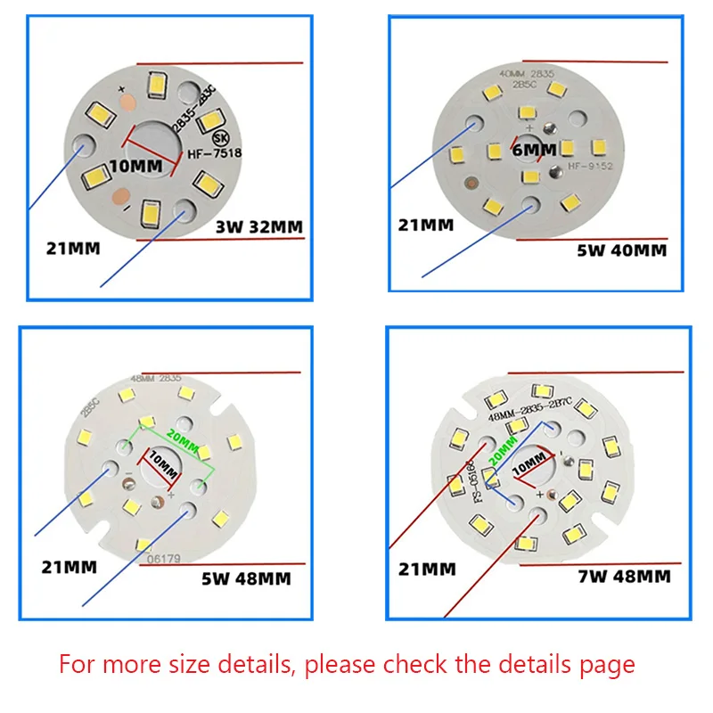 LED Chip For Downlight SMD 2835 Light Board 3W 5W 7W 9W 12W 15W 18W  DIY Ceiling Light LED Bulb Light ，Spotlight