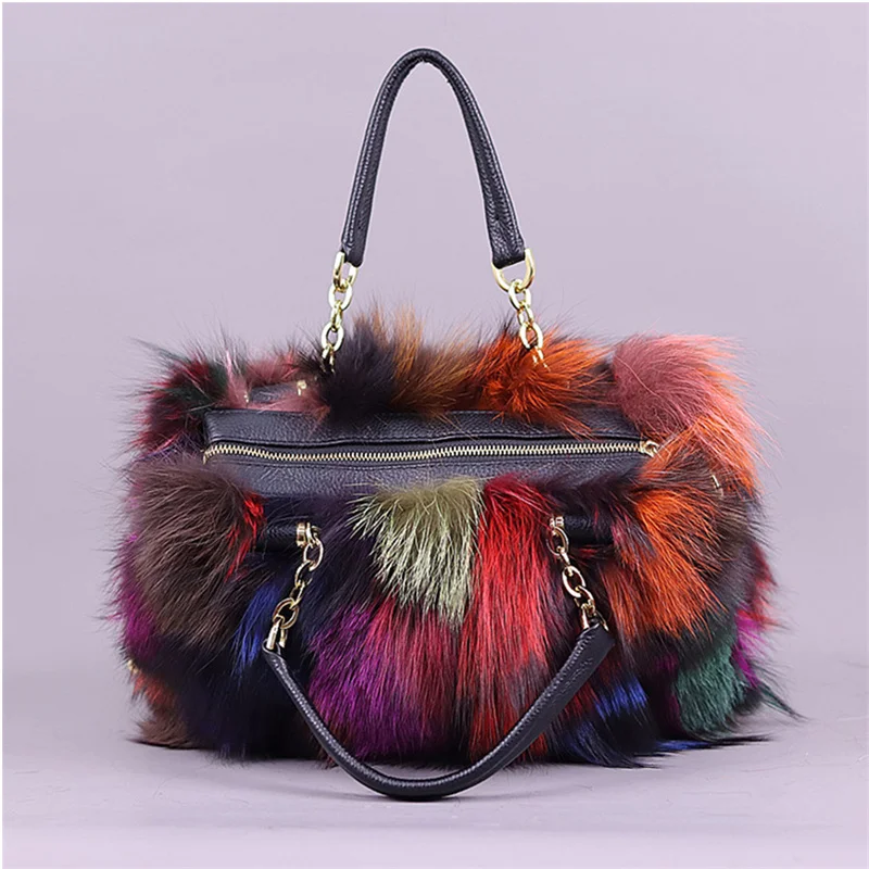 Women's Bags Fox Fur Bag High-End Plush Handbag Fashion Fur Bags for Woman Luxury Large Capacity Charm Women's Furry Fur Bags