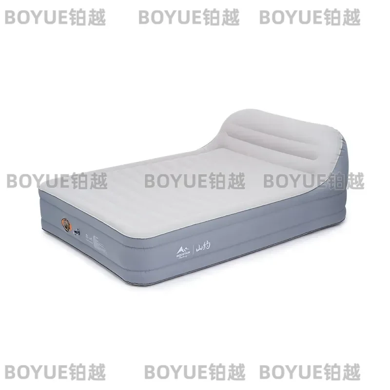 Double Layer Thickened Inflatable Mattress with Double Backrest Elevated Air Bed for Camping Home Guest Sleeping Comfortable
