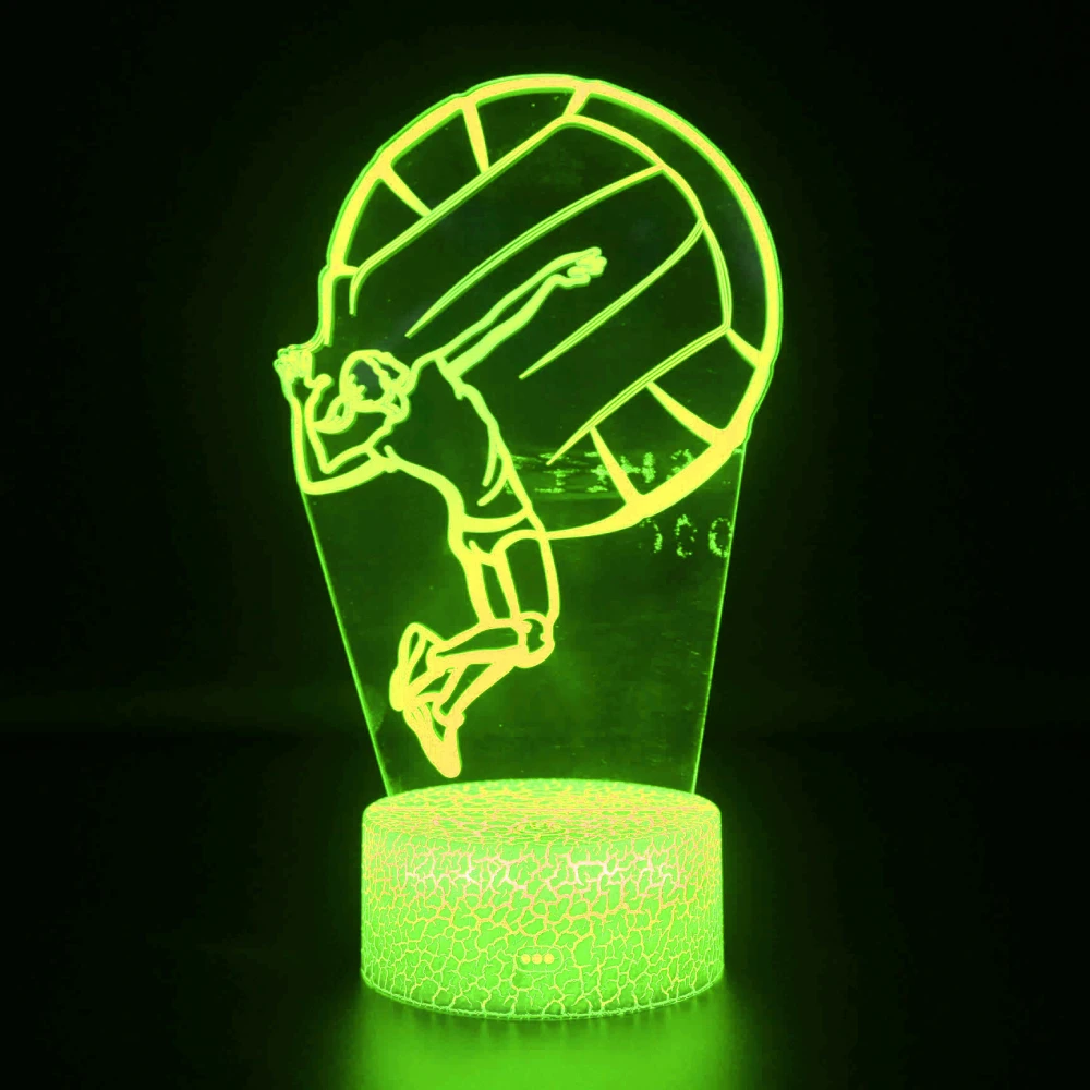 Nighdn-3D LED colorido USB voleibol acrílico noite luz, abajur, quarto, cabeceira, natal, presente de aniversário para meninas, jogo feminino