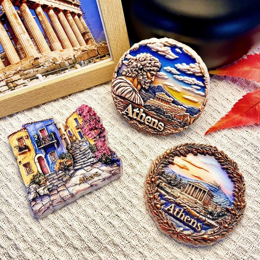 Athens Greece 3D Fridge Magnets Ornament UV Printing Crafts Resin Refrigerator Magnets Sticker Souvenir Gift Home Decoration