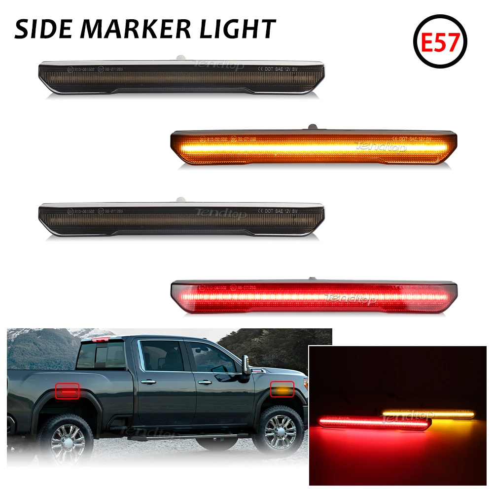 Smoked Lens Car Front Rear Fender Bumper Turn Signal lamps Side Marker Light for GMC Sierra 2500HD 3500HD 2020-2024 Pickup