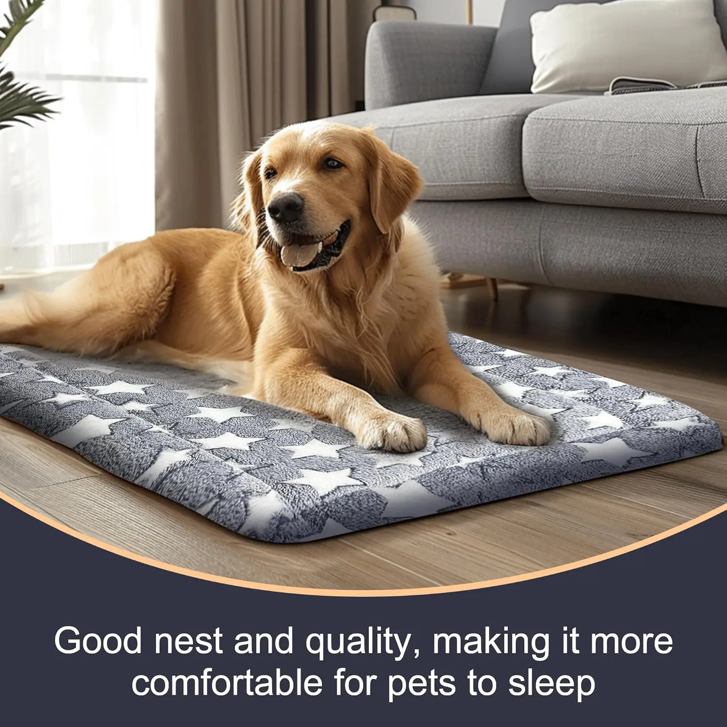 

Reversible Dog Bed Mat for All Sizes - 2-Sided Cooling Warmth Crate Pad,Non-Slip Machine Washable Kennel Mat,Orthopedic Support