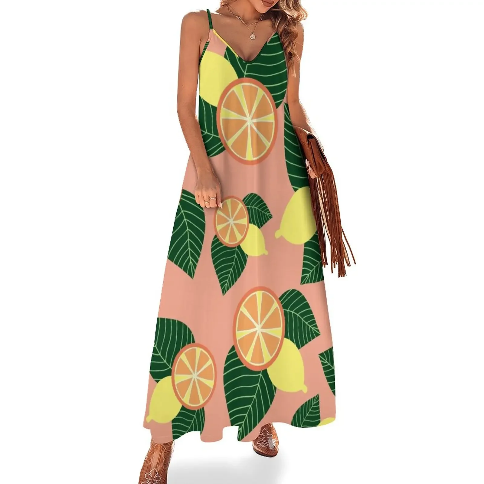 

Lemons and oranges Sleeveless Dress women's summer dresses 2025 Long dress summer dress woman 2025