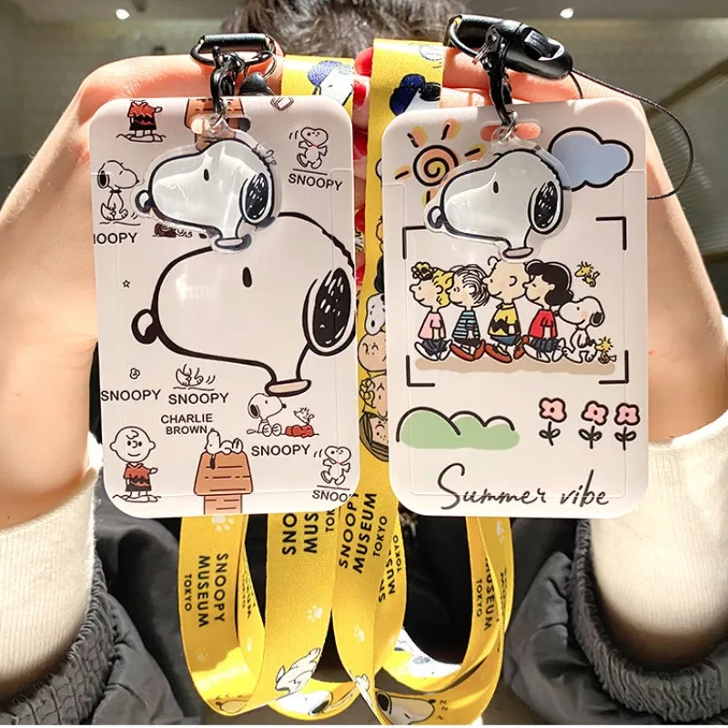 Snoopy animation peripheral cartoon card holder work ID holder student campus meal card access control lanyard key chain buckle