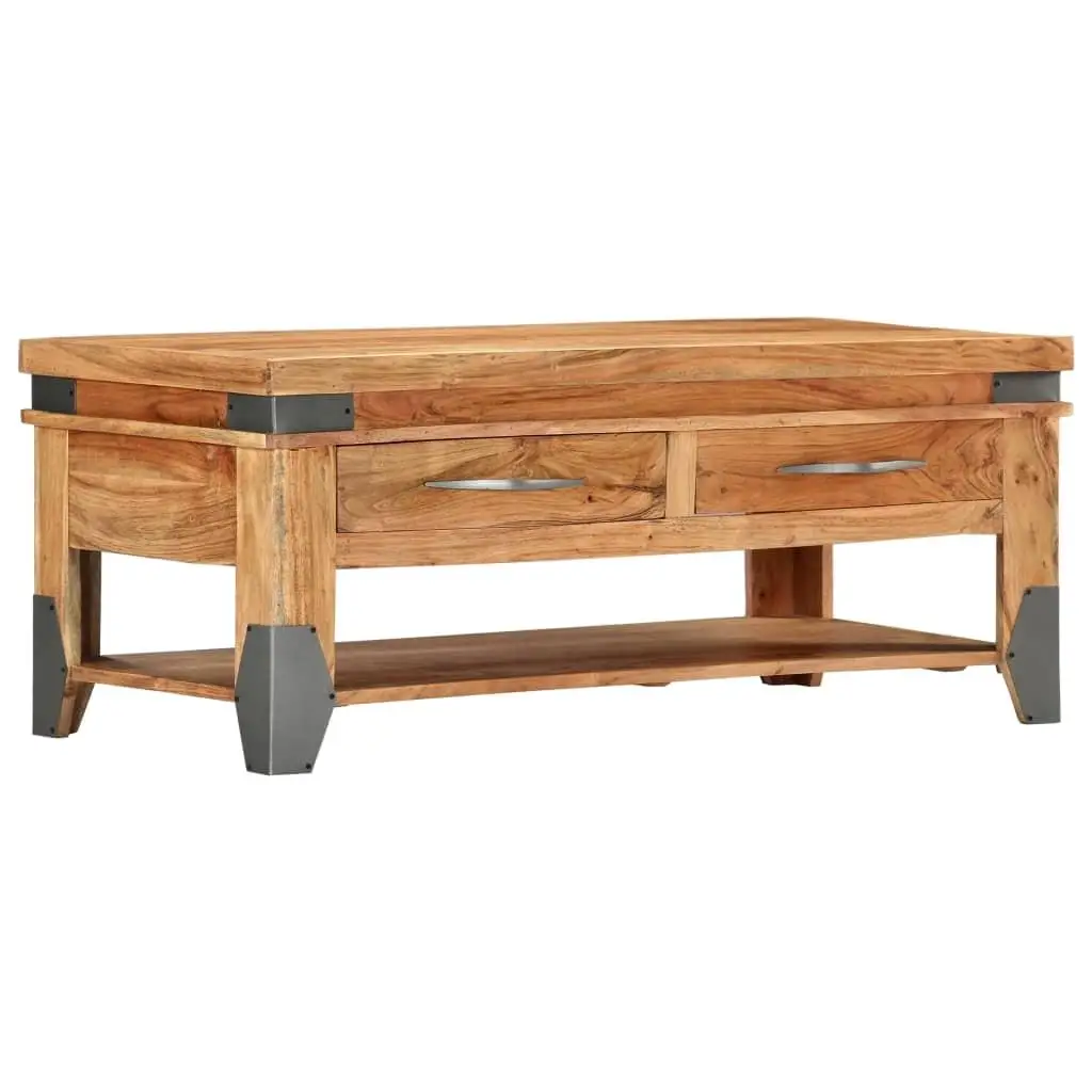 Solid Acacia Wood Coffee Table - 110x52x45 cm Elegant Design for Living Room